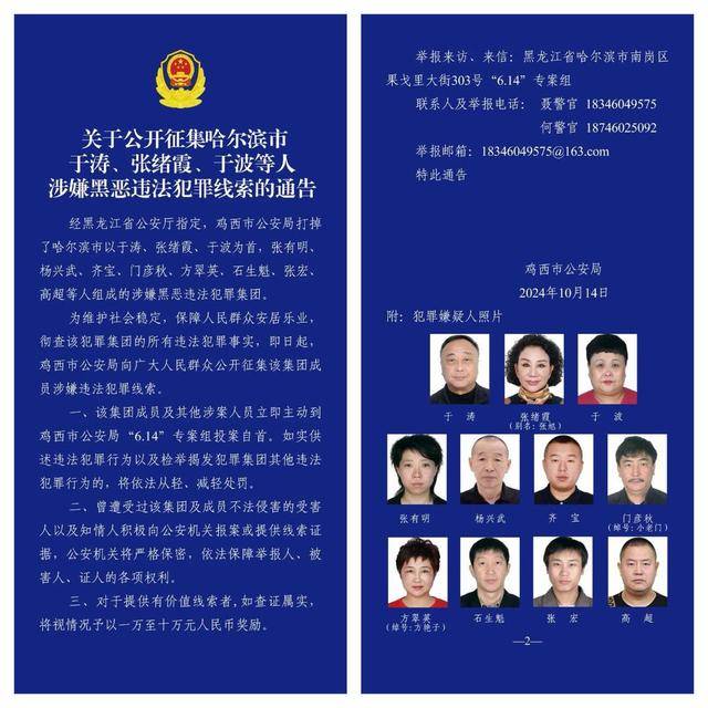 哈尔滨“警虎”于涛涉黑团伙覆灭：商业版图涉30余家公司，二号人物在逃｜封面头条